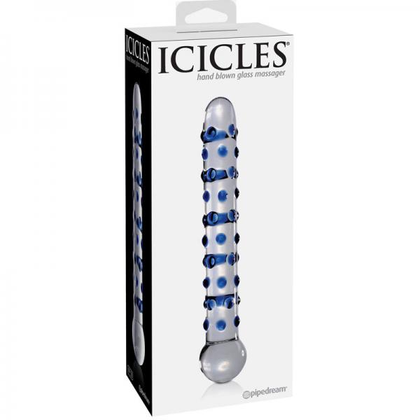 Icicles No 50 Clear Glass Wand Blue Nubs