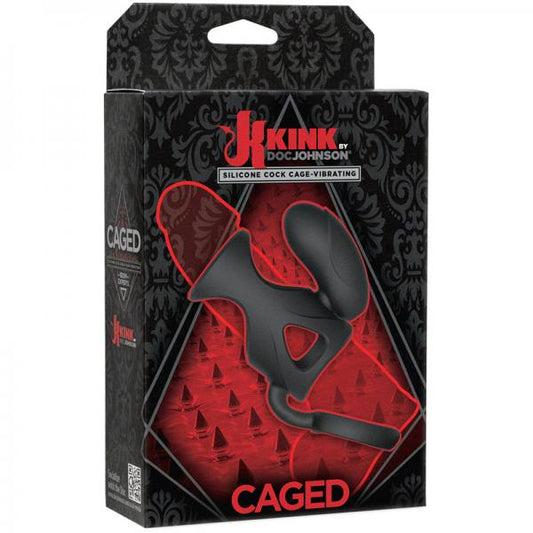 Kink Vibrating Silicone Cock Cage With Ball Strap Black