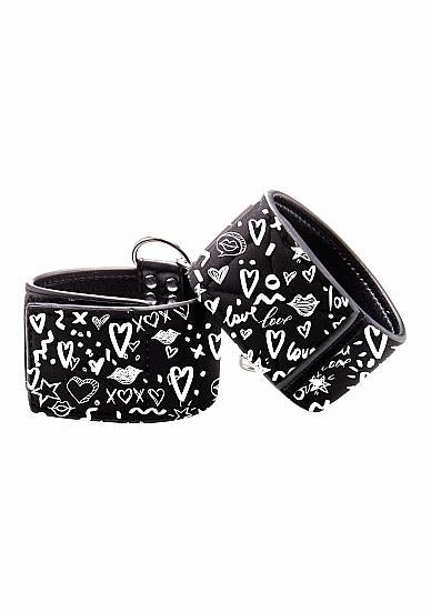 Ouch! Printed Ankle Cuffs - Love Street Art Fasion - Black